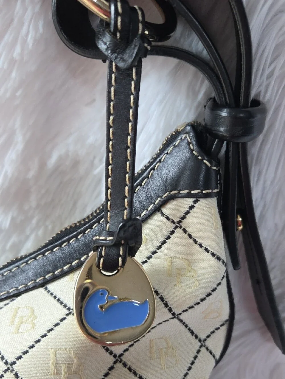 Dooney & Bourke Cream Shoulder Hobo with Black Trim